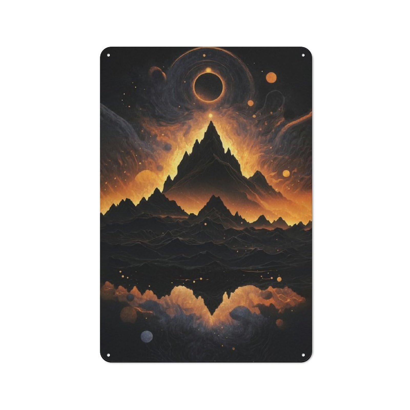 Junmoney Moonlit Majesty Mountain For Home Office Or Studio, Retro Metal Wall Sign 30X20cm, For Vintage Wall Decor Fans, For Metal Sign Collectors