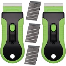 2PCS Razor Blade Scraper Glass Cooktop Scraper & Paint Scraper, Window Decal, Car Sticker and Glue Remover Razor Holder with 30 Extra Razor Blades green