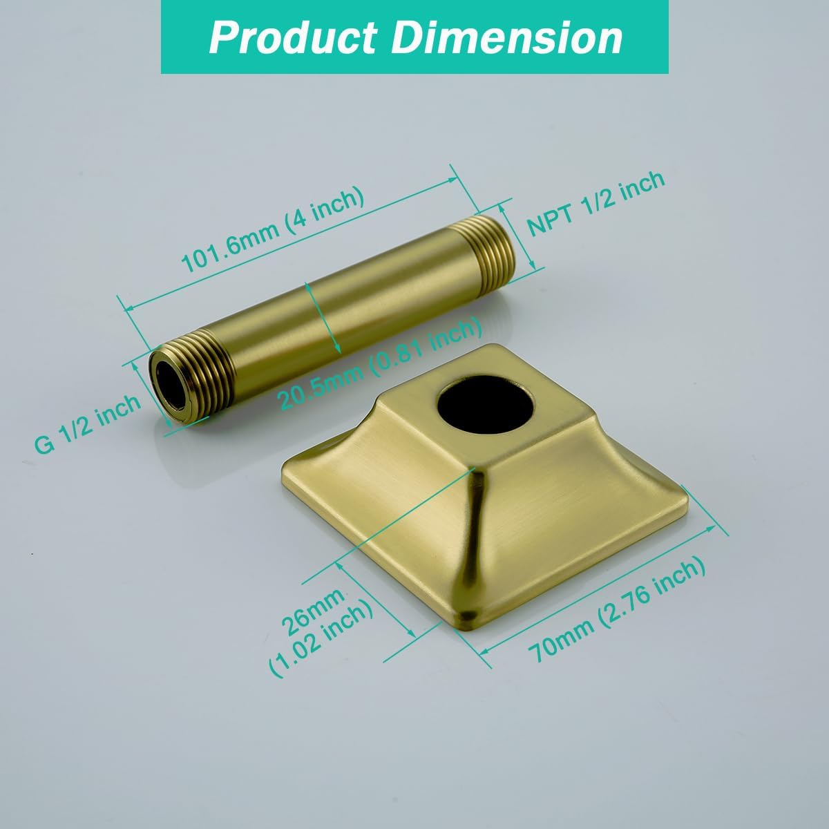 4 Inch Shower Arm and Flange Brushed Gold,Ceiling Mounted Shower Arm for Rain Shower Head image 2