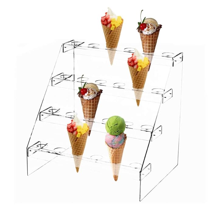Buy Fivtyily Clear Acrylic Food Cone Display Stand Rack Ice Cream Cone Serving Holder for