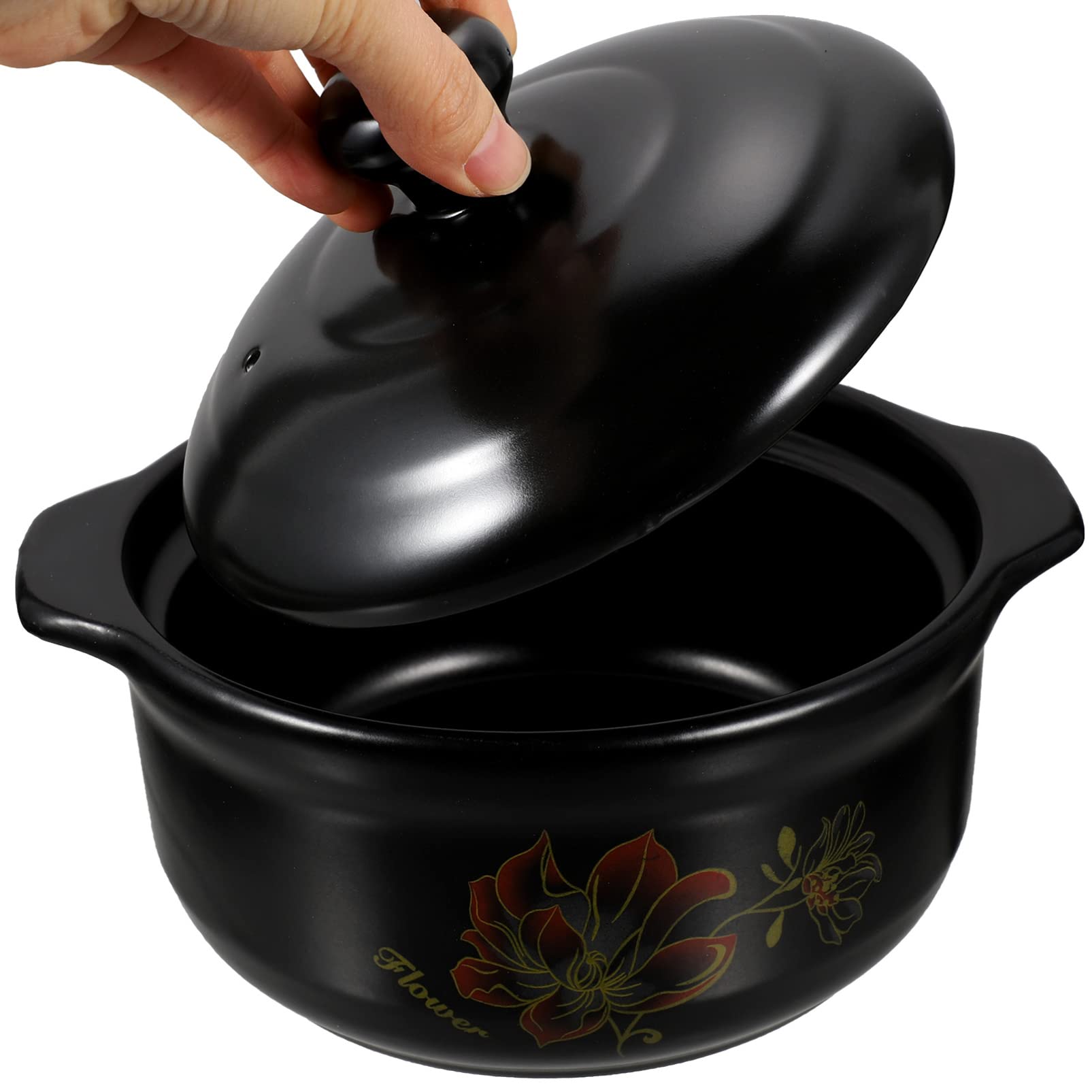 Casseruola in Ceramica Nera per Stufato, Uso Cucina, 2-3 Persone