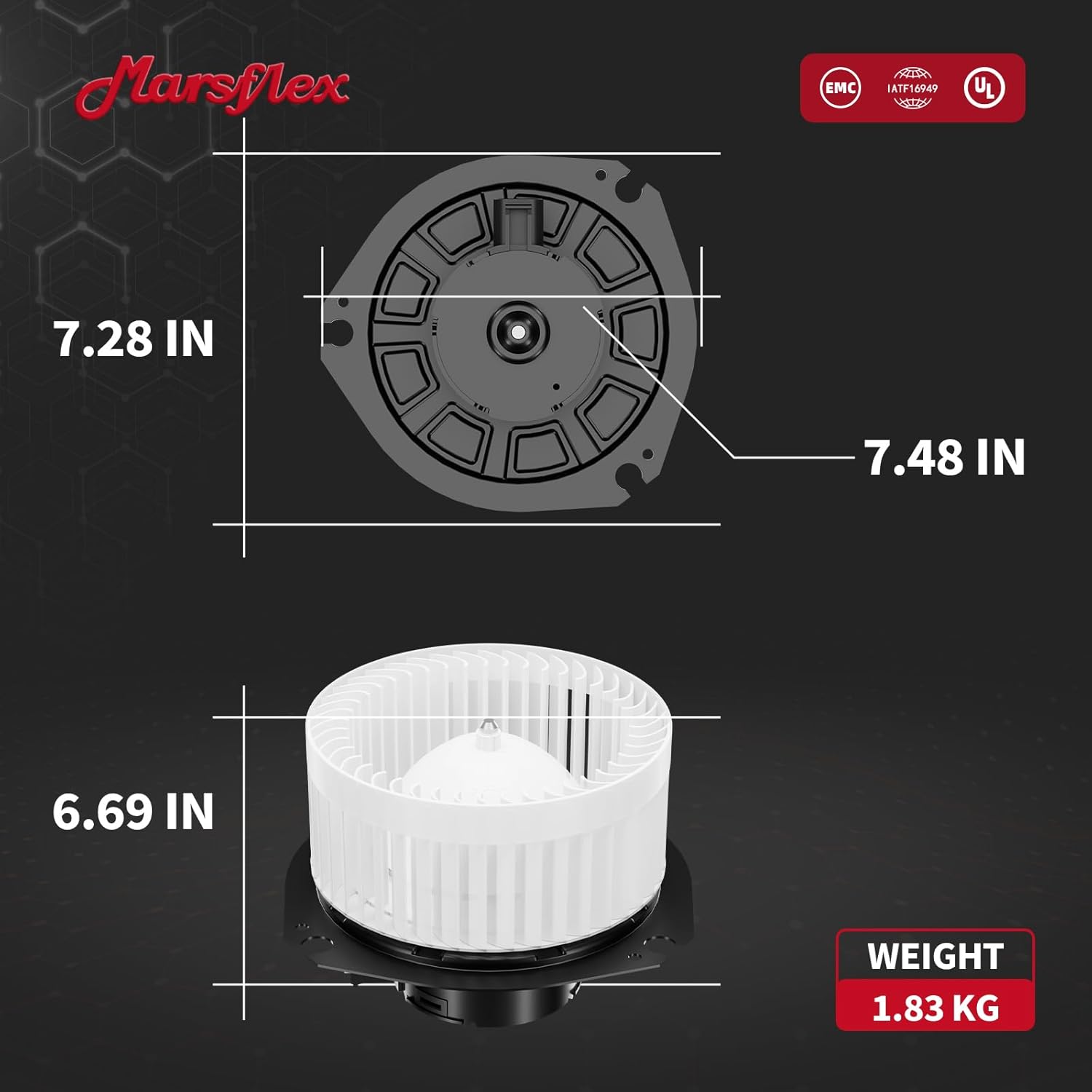 Marsflex Front Blower Motor 700067 for 1996-2023 Chevy Chevrolet GMC Express Savana 1500 2500 3500 4500 2010 2011 2012 2013 2014 2015 Automotive Replacement Blower Motor Fan OE: 89019112, 61500535