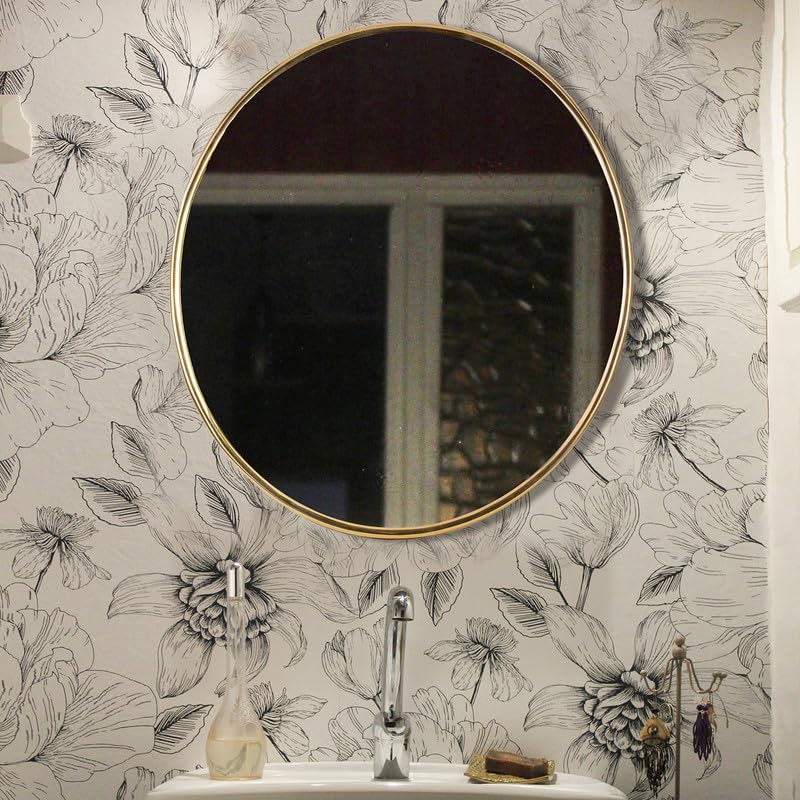 COCOVEY Brass Gold Steel Reflections Wall Mirror for Bedroom, Living Room,Dressing Room,Bathroom, Home, Office Wall Mounted Decorative Mirror