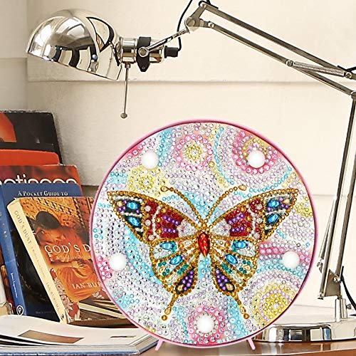 Yobeyi DIY Diamond Painting Lamp with LED Lights Full Drill Crystal Drawing Kit Bedside Night Light Arts Crafts for Home Decoration or Christmas Gifts 6.0x6.0inch (Butterfly-B) - Thumbnail 3