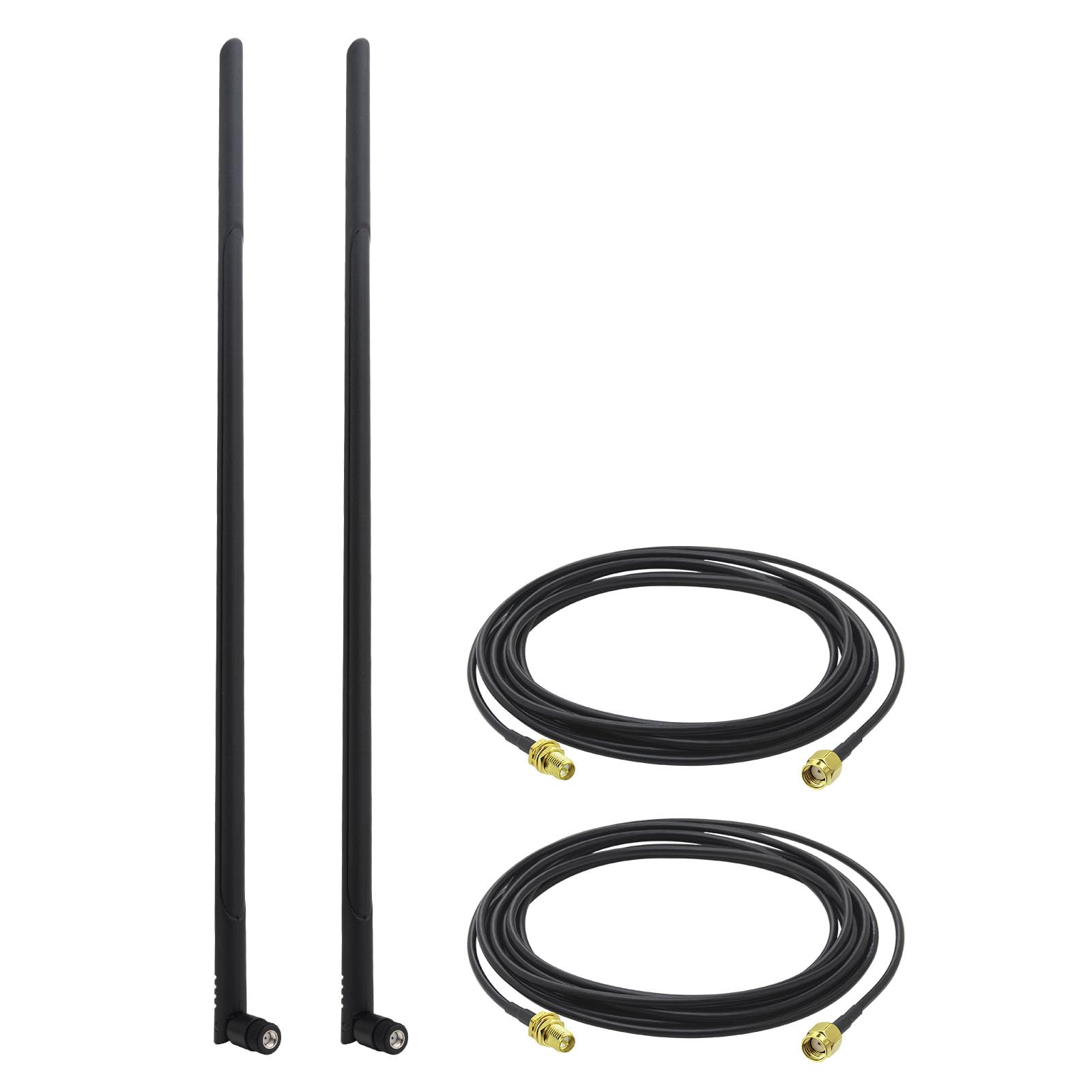 External WiFi Bluetooth Antenna 22DBI Long Range MIMO RP-SMA Male Aerial Antenna and 10FT RP-SMA RG174 Extension Cable for Wireless Router Network Devices PC Camera USB Adapter 2pcs