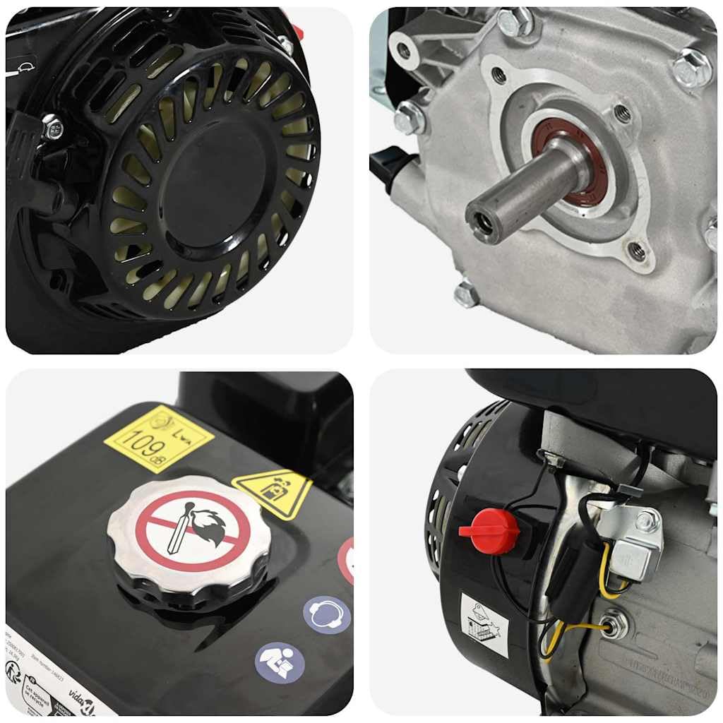 Mangloder - Motore a benzina a 4 tempi, 6,5 CV, 4,8 kW, nero, 196 cm3, con avviamento a fune, silenziatore, per generatore, generatore di corrente di emergenza, giardino, costruzione