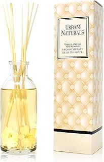 Urban Naturals Vanilla Orchid and Almond Scented Reed Diffuser Oil Set | Rich, Nutty Fragrance with Almond, White Orchid, Coconut Milk, Vanilla and Amber | Great Holiday Home Air Freshener - coolthings.us