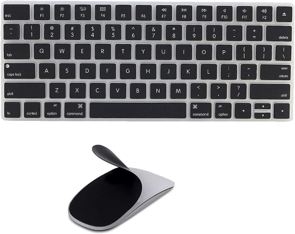 JIFF ® 2 in 1 Bundle - Silicone Soft Skin Protector Covers for Apple Magic Keyboard (MLA22LL/A) with US Layout and MAC Apple Magic Mouse (Black)