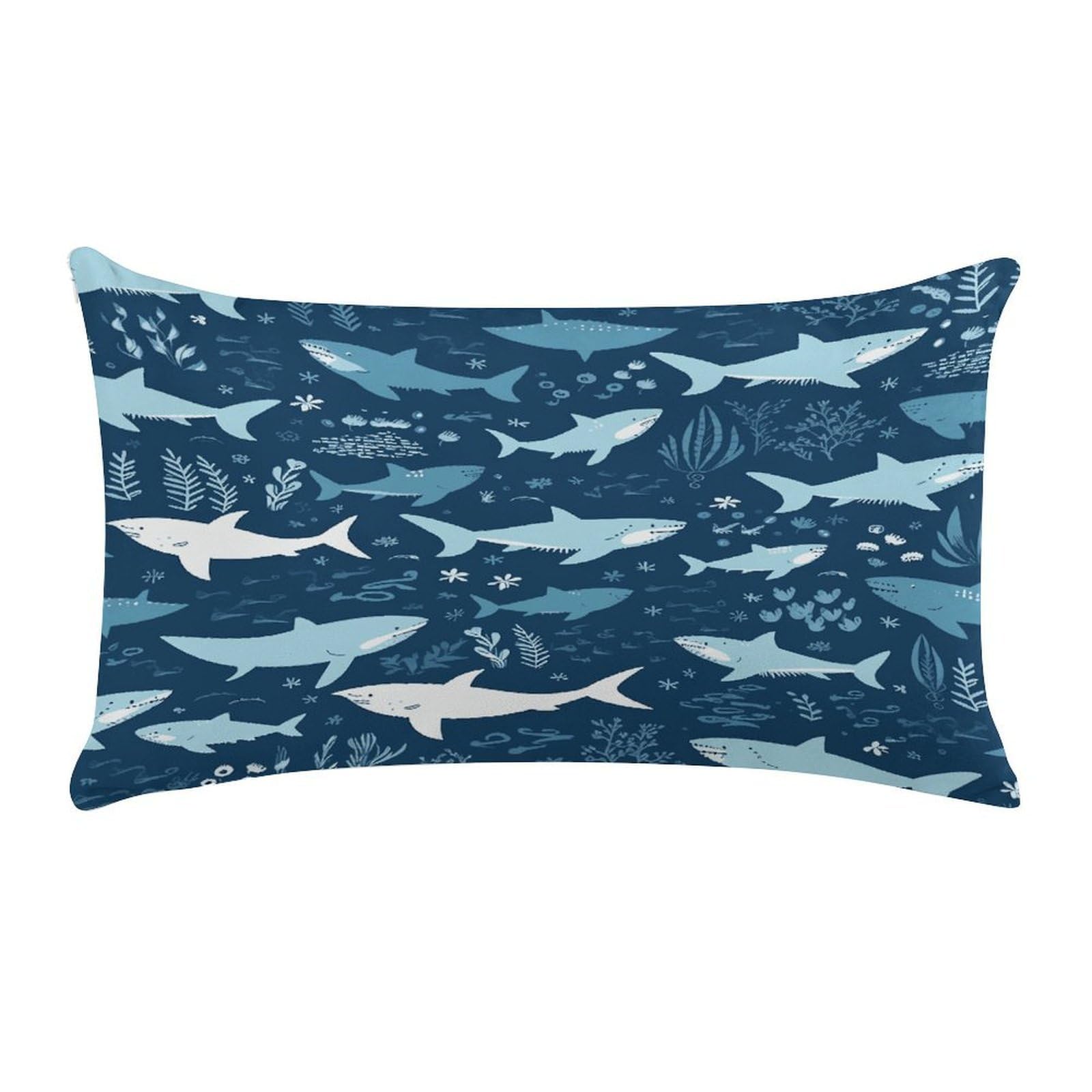 VstaDank Sharksm Pillow Cover Pillowcase for All Seasons Short Plush Body Pillow Case Soft Cozy Fuzzy Lumbar Long Pillow Cover for Bed Sofa Bench 20 X 12 Inches