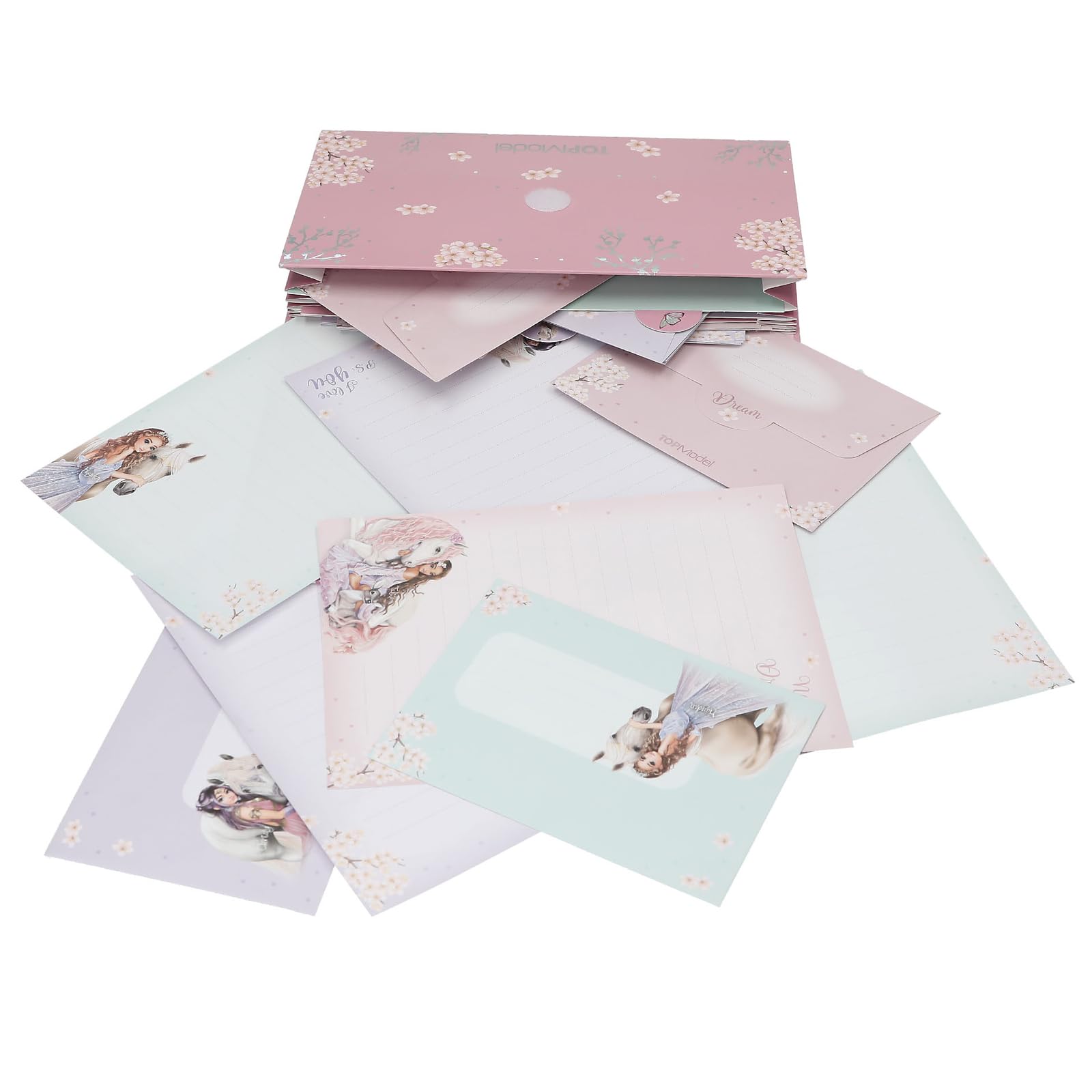 Depesche TOPModel Viva Violet Set de Papier à Lettres avec Motif Cheval et Fleurs
