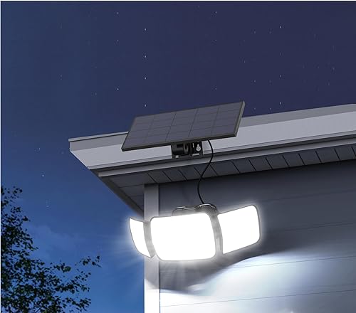 Miniatura 7 de intelamp Luces solares de inundación con sensor de movimiento para exteriores con control remoto, 6000mAh 1200LM luces solares para exteriores IP65