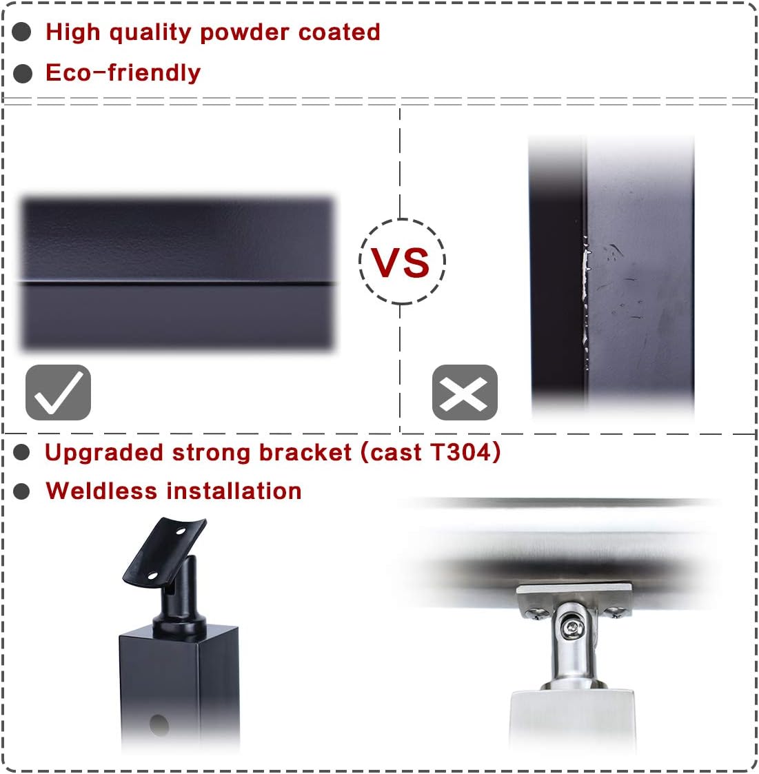 New Deal Muzata Cable Railing Post Square 36x2x2 304 Stainless Steel Black Finishing Pre-drilled Post Surface Mount for Wood Concrete Level Deck Stair Balustrade fit Invisible kit PS01 BH4S, PT1 PT2 PT6 Tech Deals 🔥 Muzata Cable Railing Post Square 36x2x2 304 Stainless Steel Black Finishing Pre-drilled Post Surface Mount for Wood Concrete Level Deck Stair Balustrade fit Invisible kit PS01 BH4S, PT1 PT2 PT6