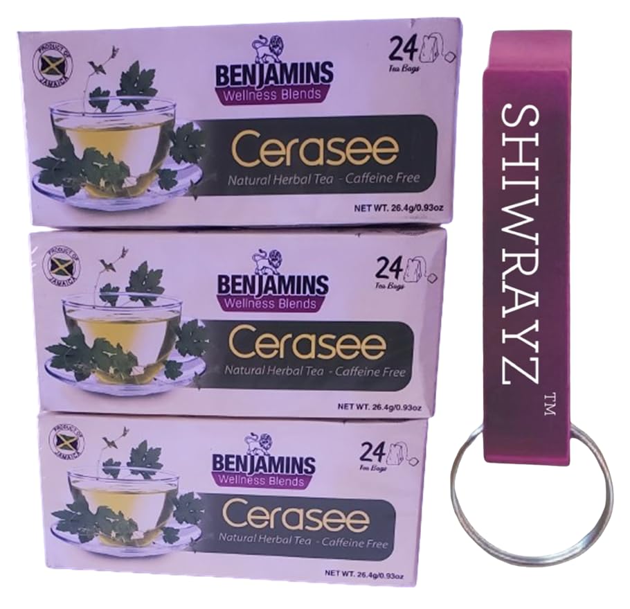 Benjamins Jamaican Cerasee Herbal Tea Bag - 24 bags- Bitter Melon- Sealed with SHIWRAYZ Bottle Opener Keyring
