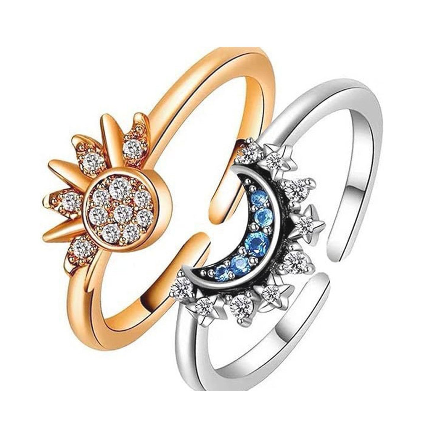 ZZRNJJO Sun and Moon Rings Friendship Rings for 2 Best Friends Adjustable Ring Stackable Finger Rings For Women (A) (B0CM3T8Z1W) Amazon Price History, Amazon Price Tracker