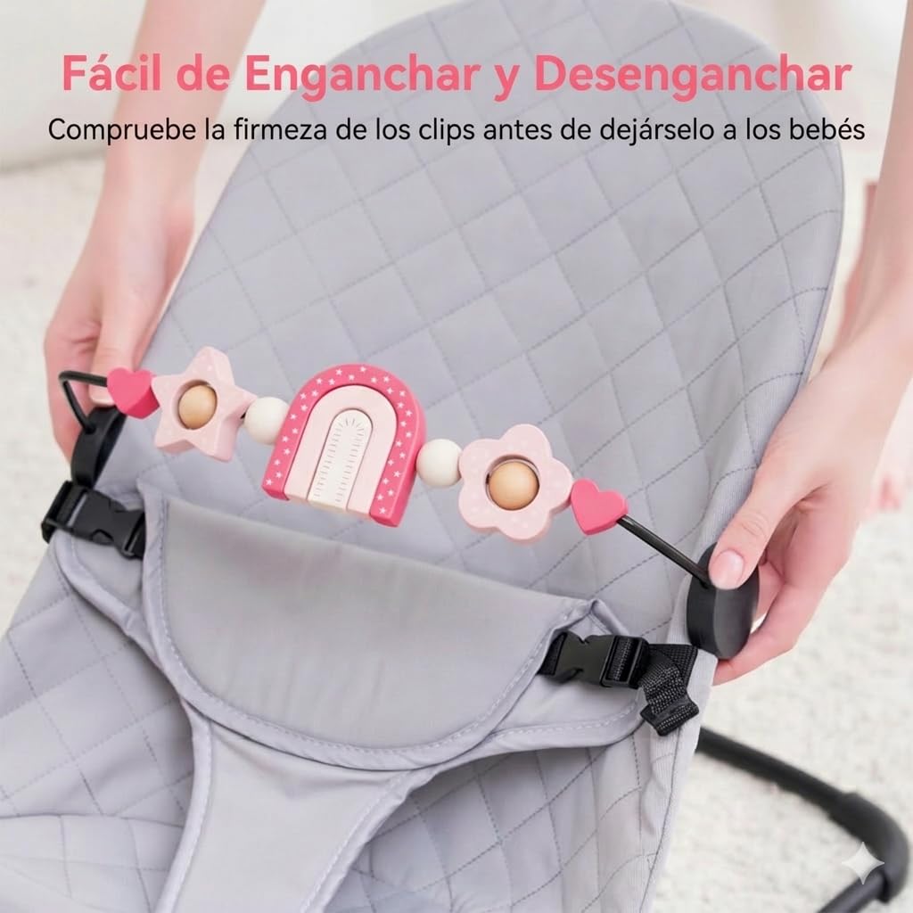 Baby Bouncer Toy Bar, Bouncer Toy Bar, fácil de fijar y quitar, materiales aptos para niños, ideal para bebés, juguetes para bebés en blanco y negro (arco iris)