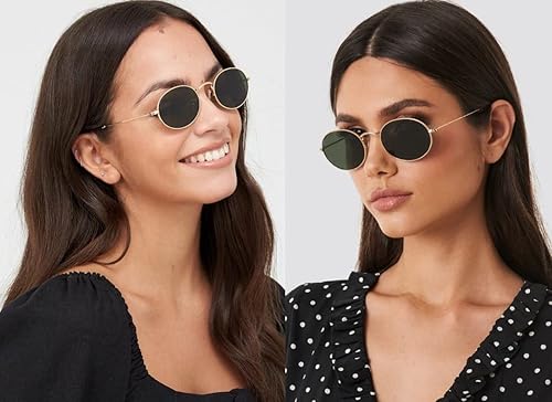 Miniatura 8 de JUDOO Gafas de sol ovaladas para mujeres y hombres, estilo vintage de los años 90, marco de metal, lentes