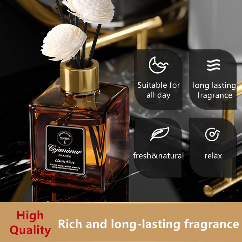 50ml Scent Diffuser, Bluebell Lavender Freesia Diffuser Set, Aromatherapy Air Fresheners, 50 Days Lasting & Strong Aroma - Home Fragrance Diffuser for Bedroom Bathroom Office (Freesia)