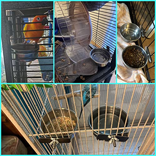 image for kathson Parrot Feeding Dish Cups,Stainless Steel Bird Food Water Bowl 