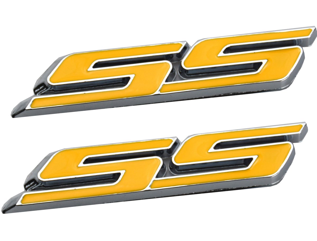 Aimoll 2pcs SS Emblems ABS Sticker 3d Logo for IMPALA COBALT Camaro 2010 2011 2012 2013 2014 2015 2016 2017. (yellow)