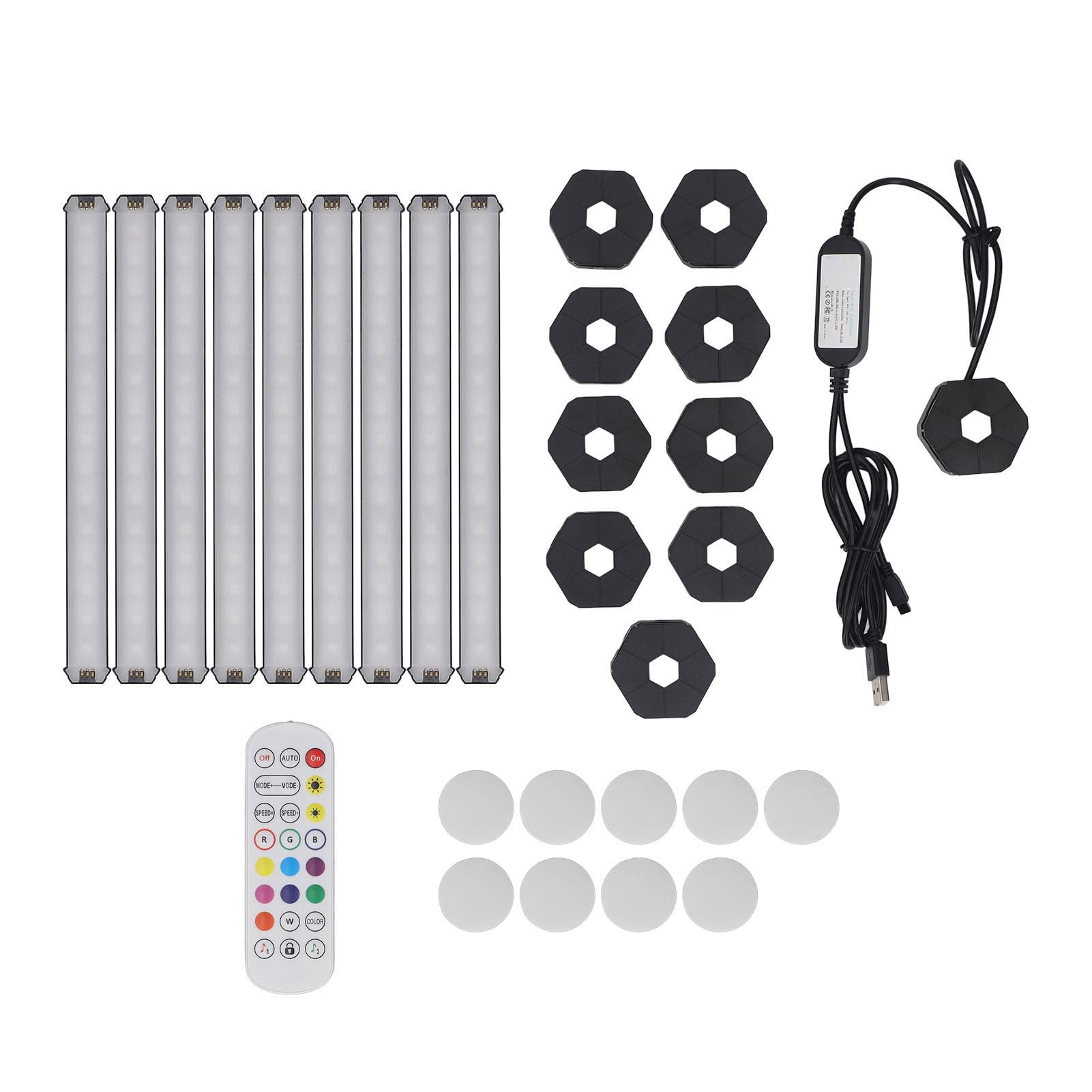 Luz de Pared LED RGB WiFi Inteligente, 9 Juegos de Barras de Luz Regulables de 16 Millones de Colores, Barras de de Sincronización de Música con Control Remoto y de Voz, Ideal para la