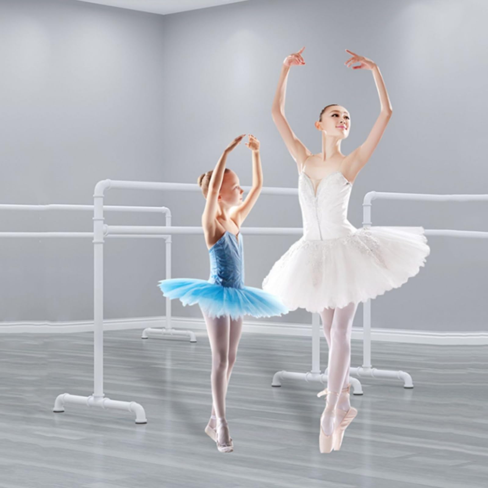 Barra de ballet, barra de baile de tubo de acero independiente, barra elástica portátil ajustable para fitness en casa y baile