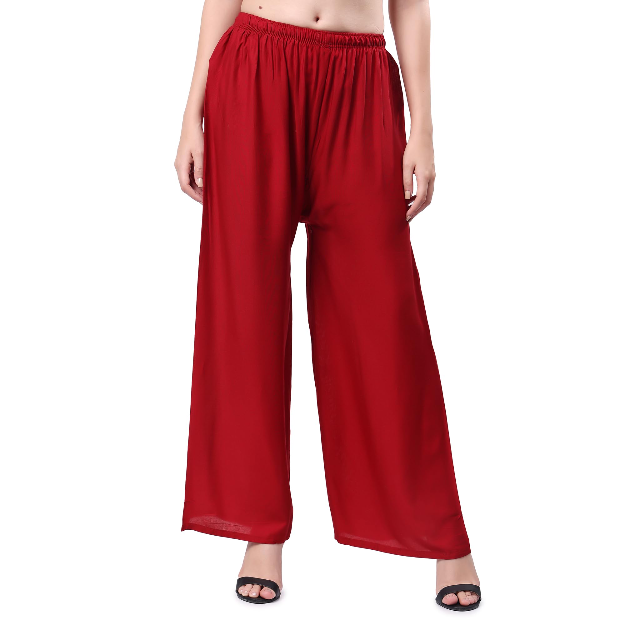 Women's Stylish Premium Regular Fit Trendy Rayon Solid Color Palazzo Pants-image-45