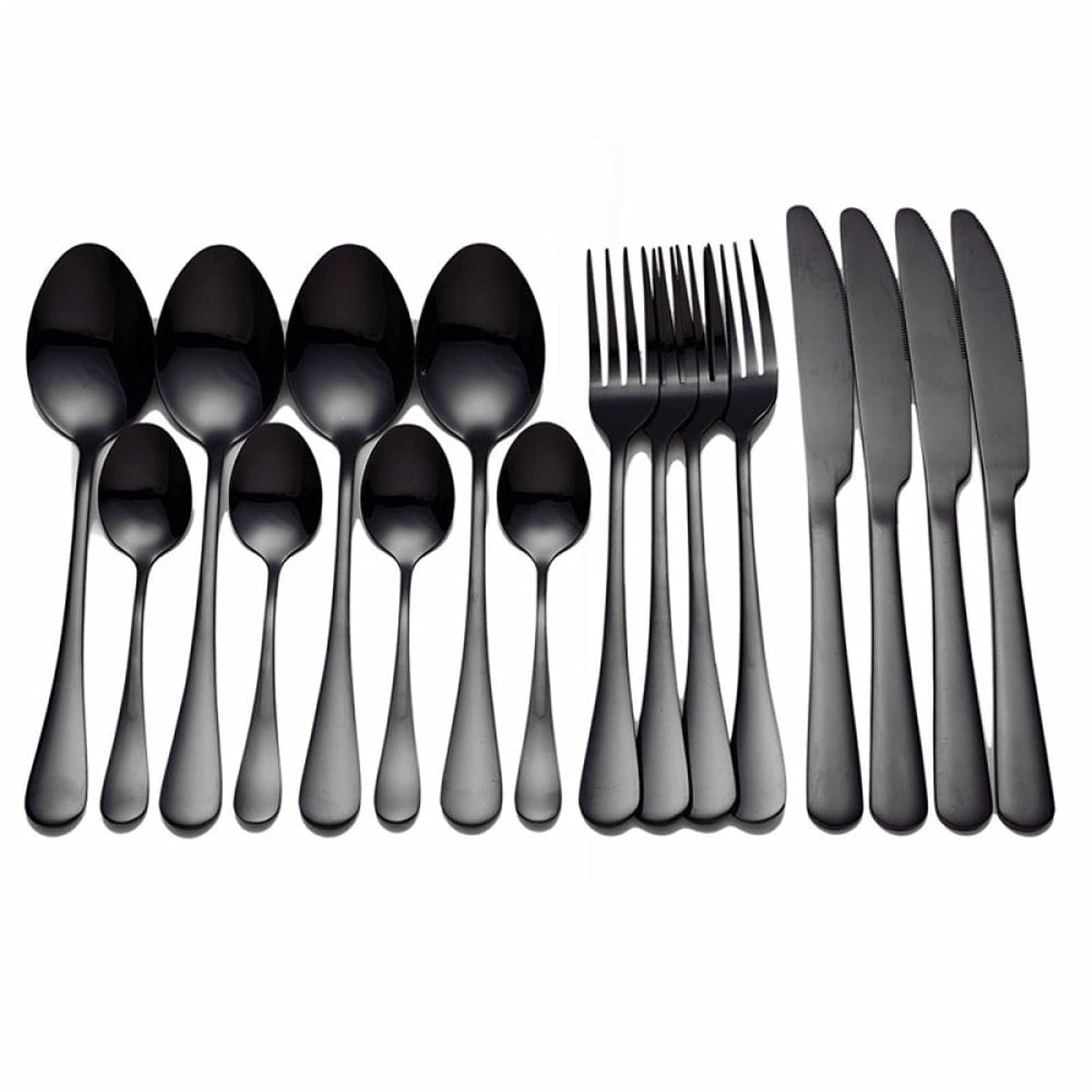 Bestecksets Schwarzes Geschirr Besteck Edelstahl Besteckset Gabel Löffel Messer Besteckset 16-teilig Geschirrset Western Edelstahl Dekoration