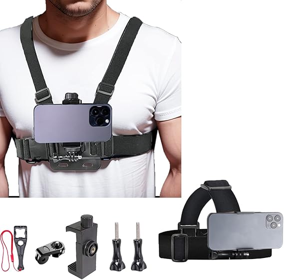 Phone Chest Mount Head Mount Kit, Phone Chest Harness Head Strap for