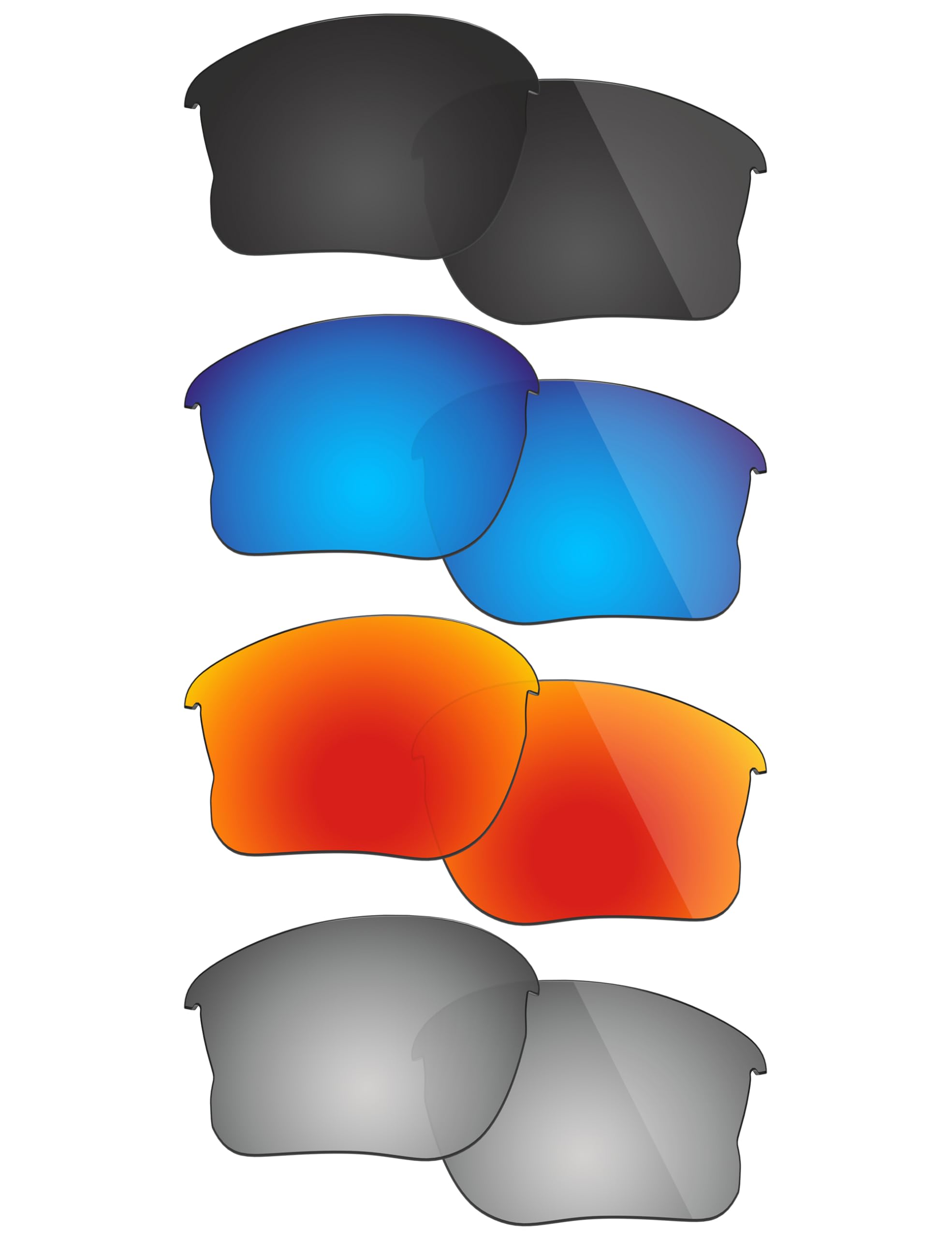 Fiskr Lenses Replacement for Oakley Flak Jacket XLJ Sunglasses 4 Pairs