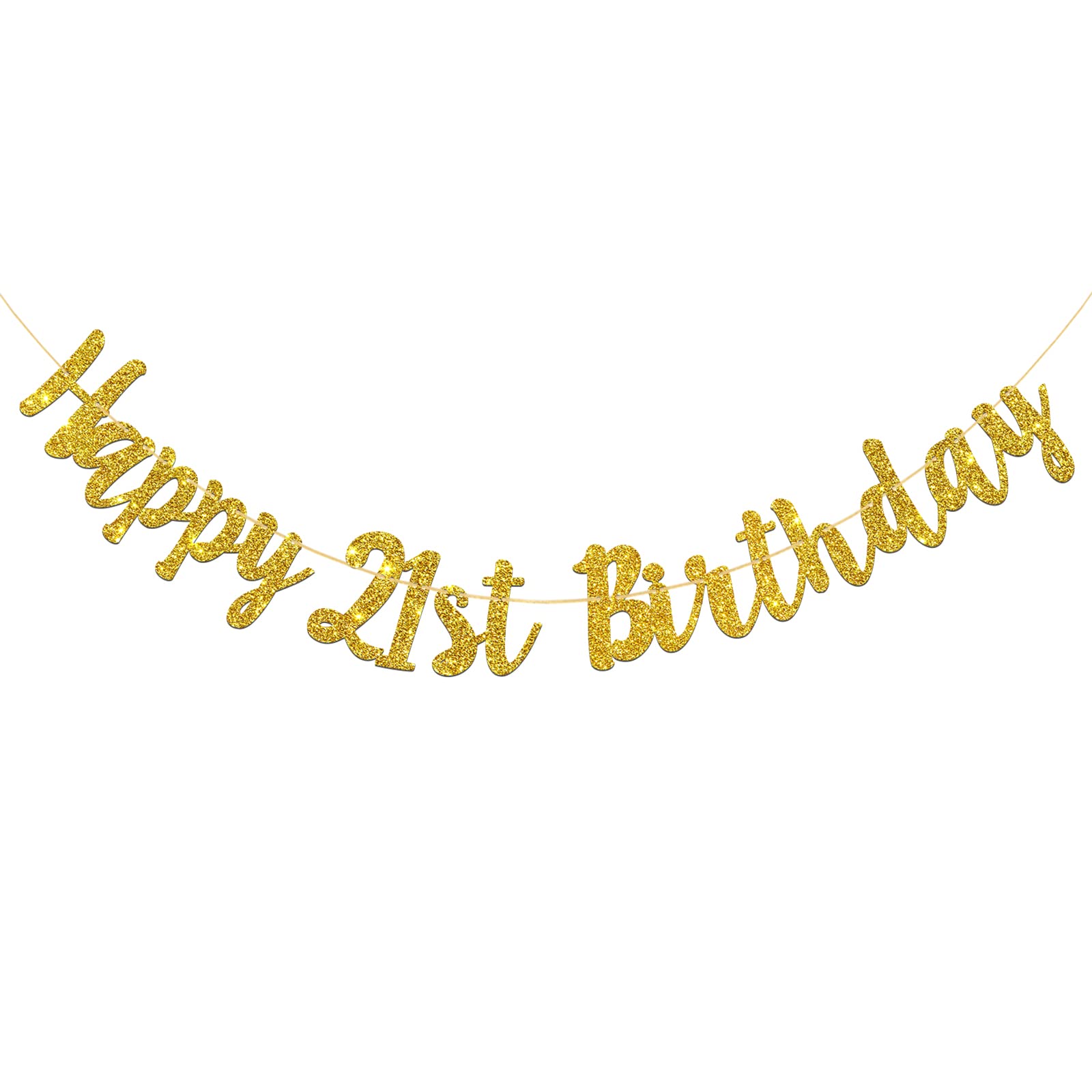 Buy Happy 21st Birthday Banner Gold Glitter For Cheers To 21 Years