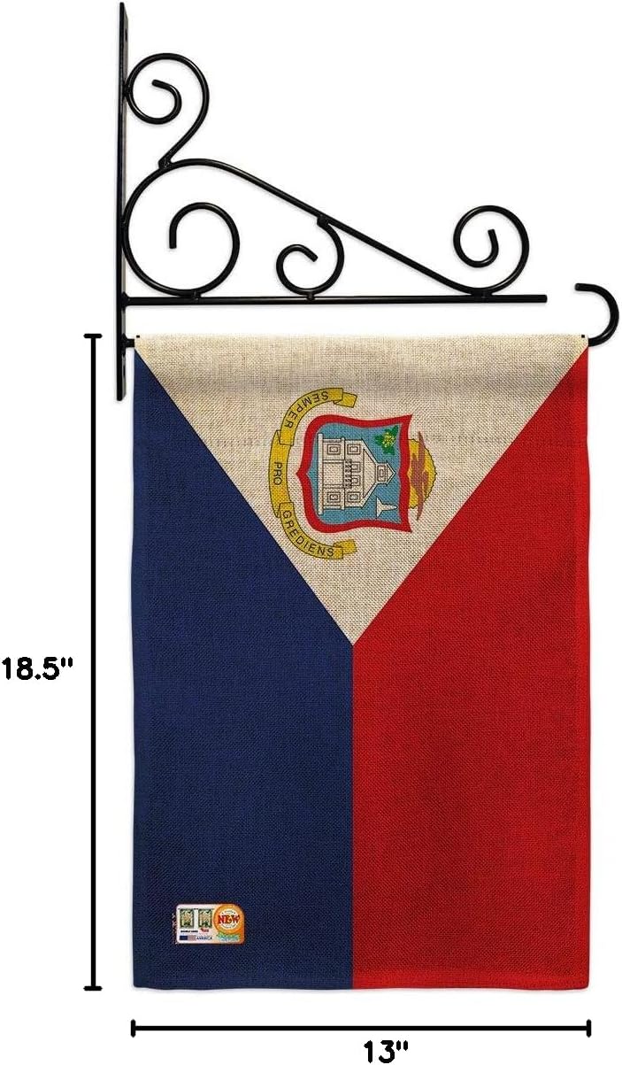 St Martin Burlap Garden Flag Set Wall Holder Regional Nationality Nation International World Country Particular Area Small Decorative Gift Yard House Banner Double-Sided Made In USA 13 X 18.5
