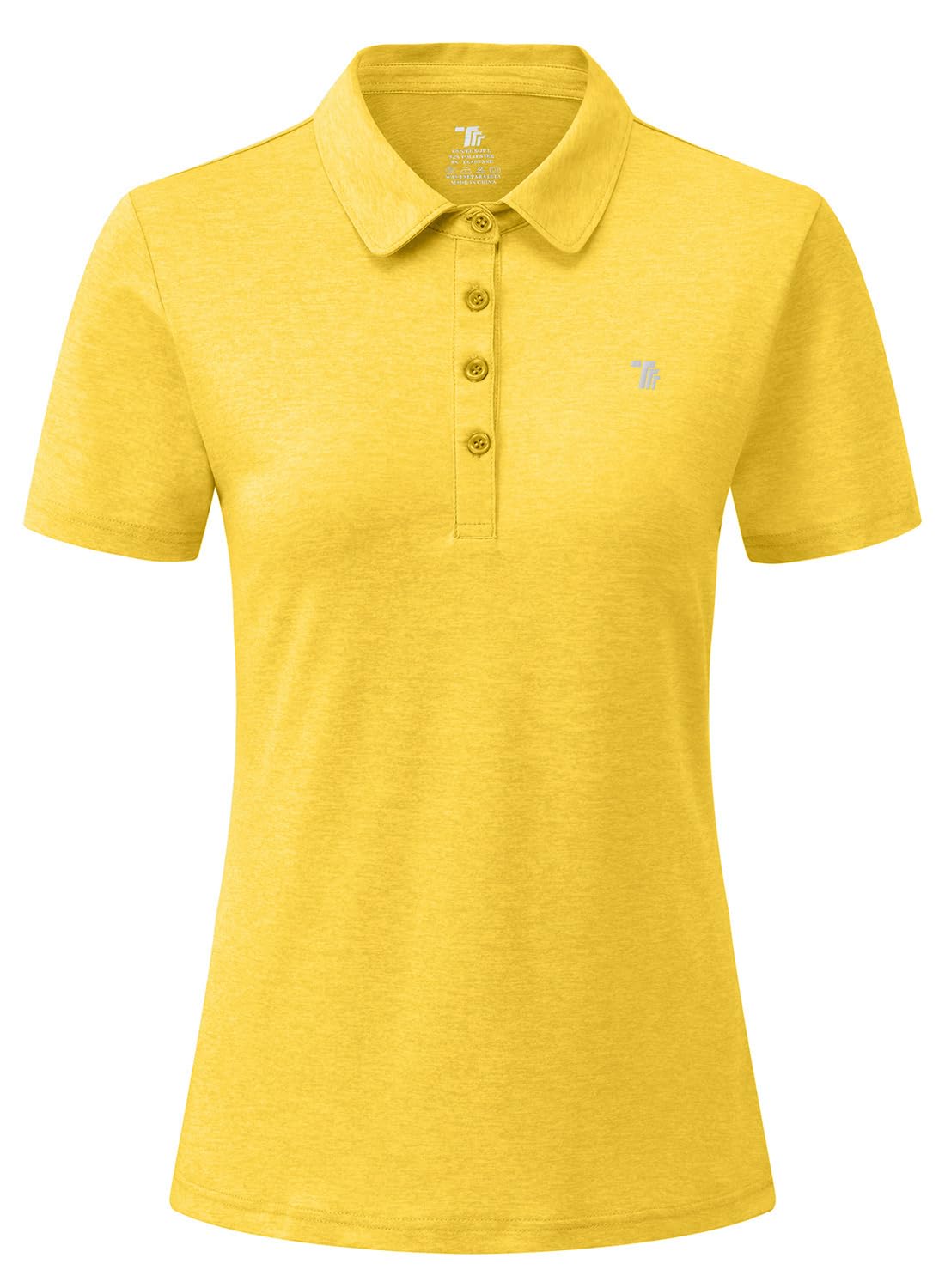 YSENTO Damen Sport T-Shirt Golf Poloshirt Atmungsaktiv Sommer Polohemd Tennis Shirts mit Kragen(Gelb,S)