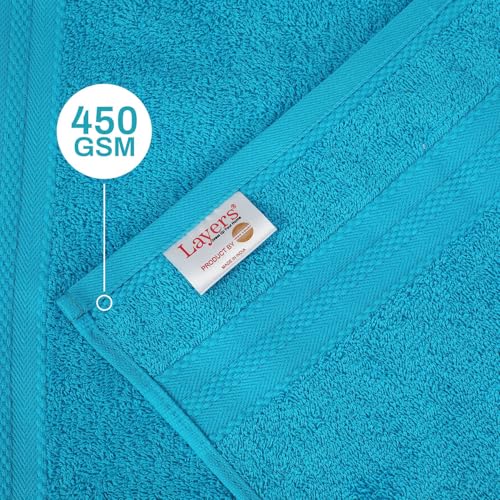 Image of Layers 100% Cotton Face Towels | 450 GSM Soft & Highly Absorbent | Aqua Plush Collection | Pack of 12 Super Soft Towels for Men & Women | 30 x 30 cm - Blue