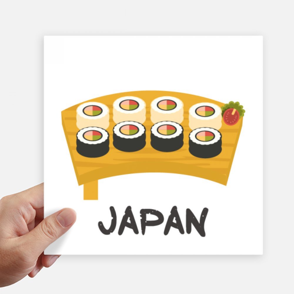 Autocollant carré sushi japonais 20cm multicolore grand format pour customisation geek