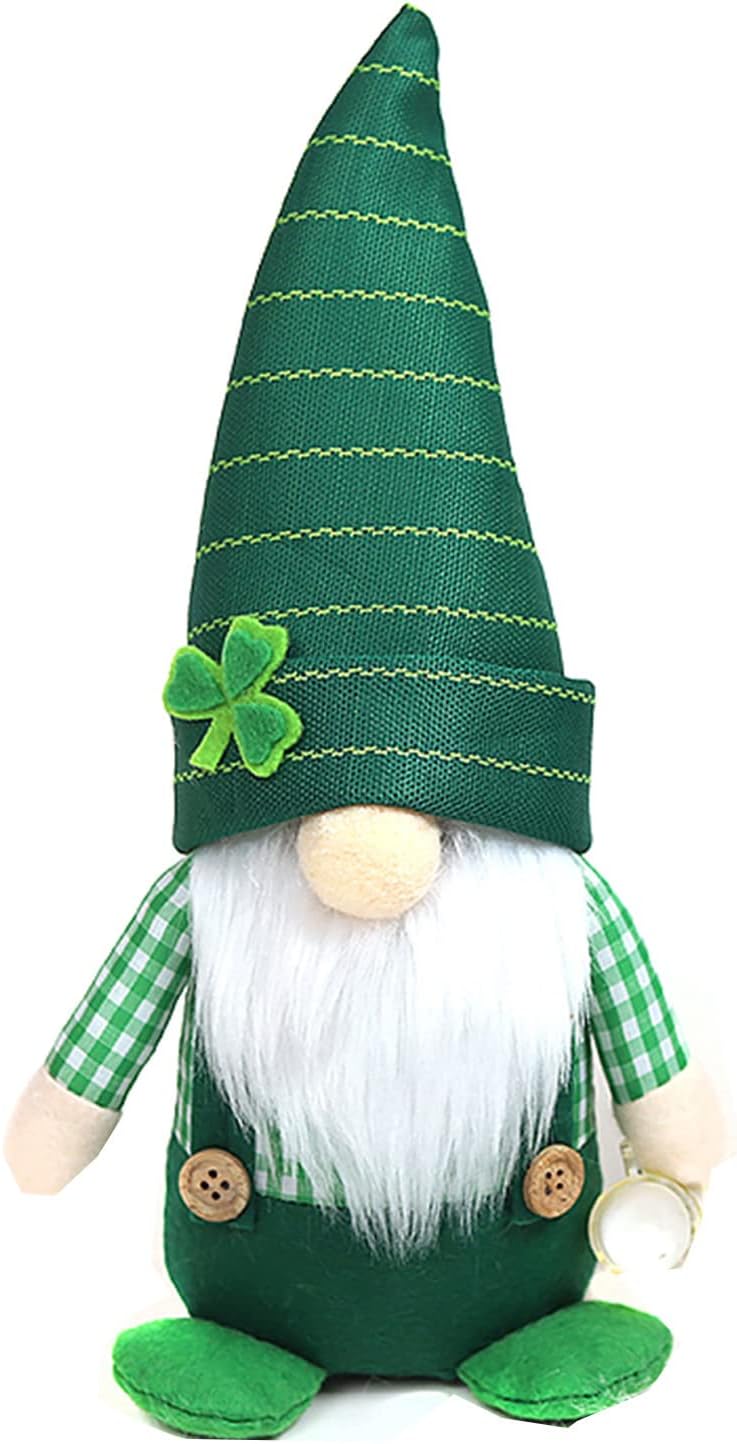 Clicitina Decoración de día Muñeca Primavera sin rostro Sala de peluche Patrick's St. Present GNOME Gift 1PCS Decoración para el hogar Juego de construcción de madera para niños (A-D, talla única)