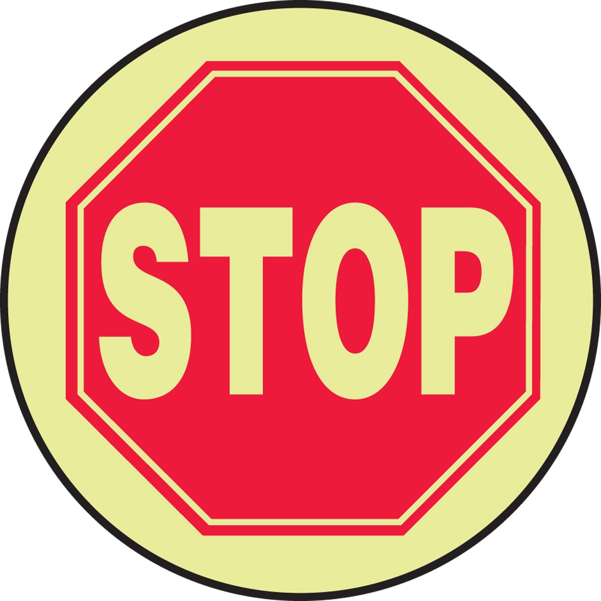 Accuform MFS765 Slip-Gard Lumi-Glow Flex Adhesive Vinyl Round Floor Sign, Legend "Stop", 17" Diameter, Glow on Red
