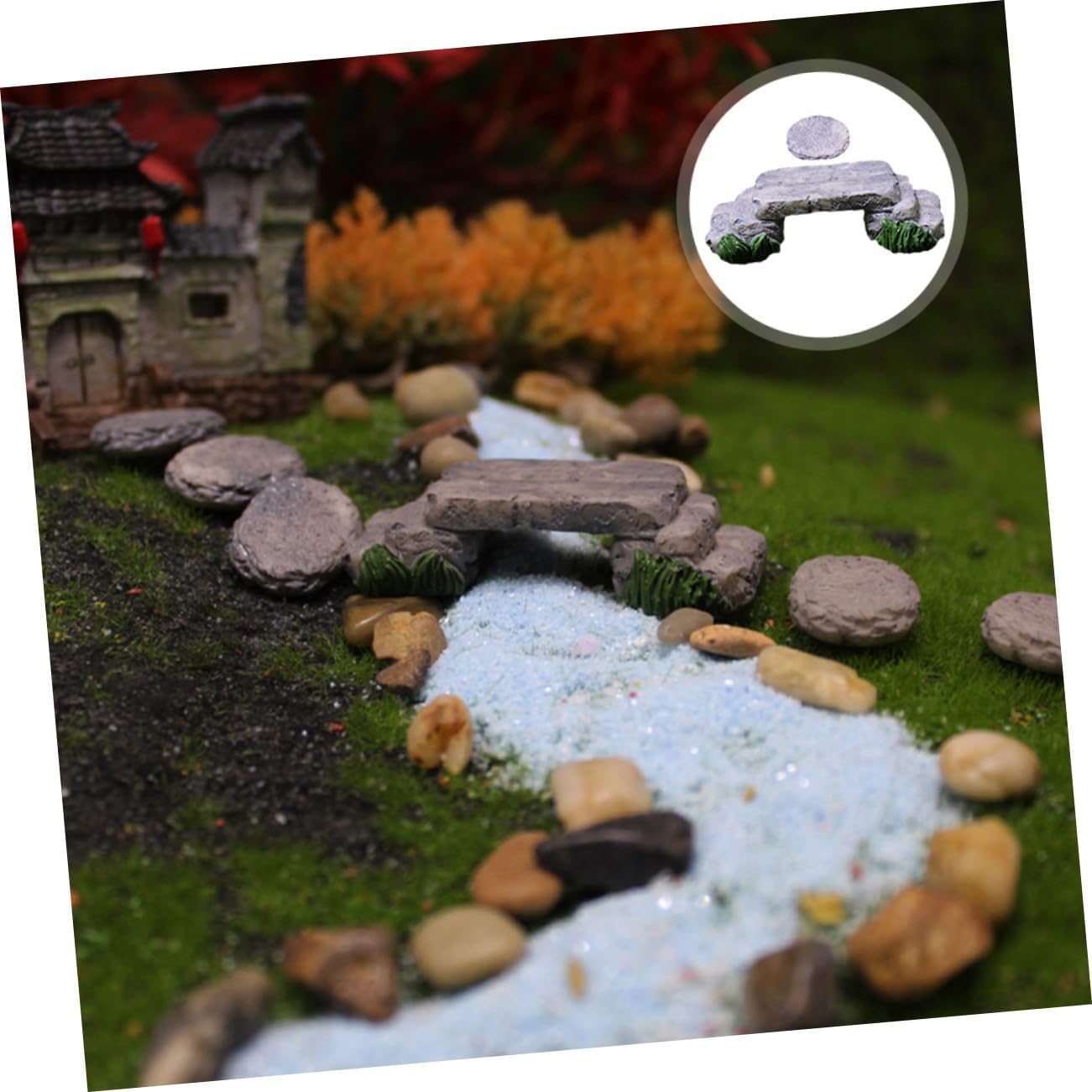 Abaodam Miniature Resin Bridge Ornament for Garden Decor
