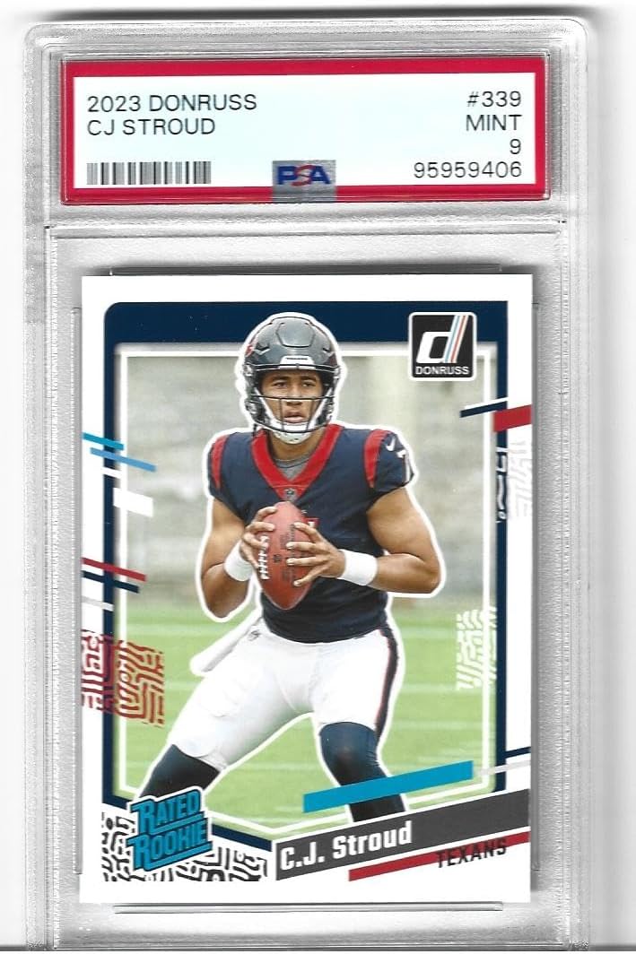 Graded Psa 9 Mint C.J. Stroud Football Rookie Card Lot Donruss #339 Texans Superstar Quarterback Rookie Of The Year