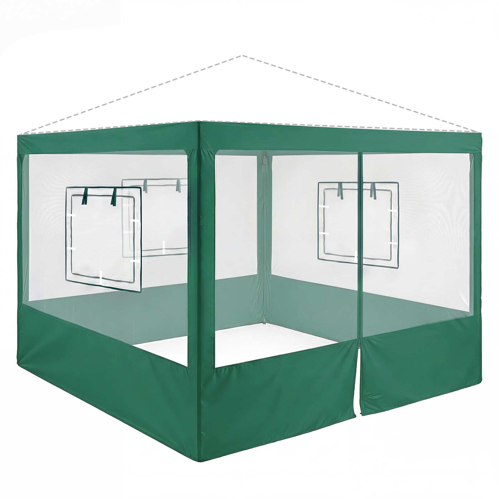 Photo 1 of Chunm 4 Pcs Food Booth Sidewall Kit for 10' x 10' Outdoor Serving Food Tents, Thickened Insect Proof Mesh Sidewall Kit with Roll-up Service Windows for Vendor Tent, 4th of July Festival(Green)