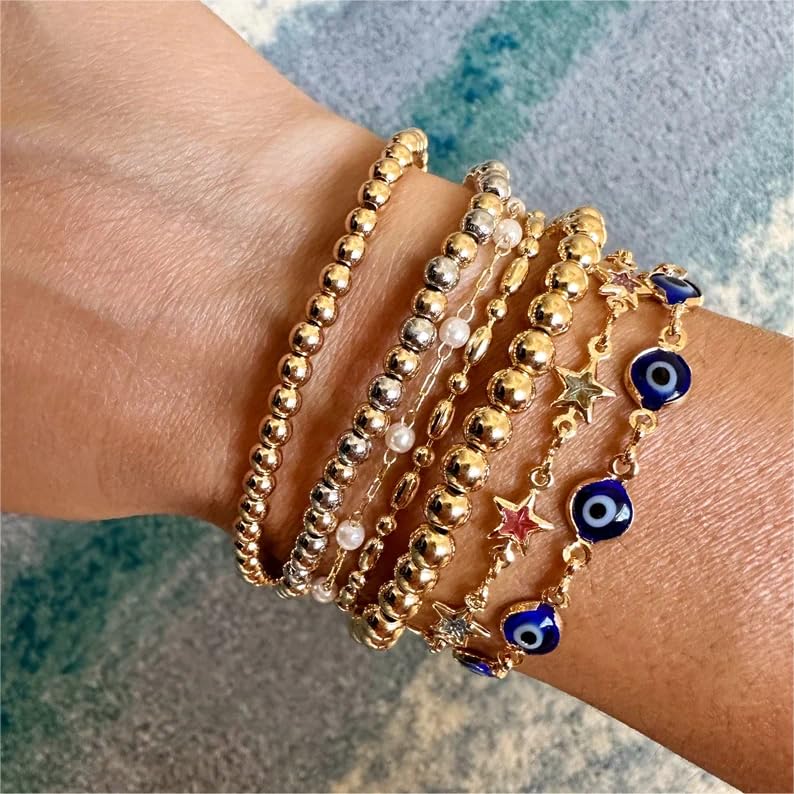 Sanyaa Star Bracelet 18K Gold Plated Multi Stone Crystal Star Bracelet for Women (Colorful)4