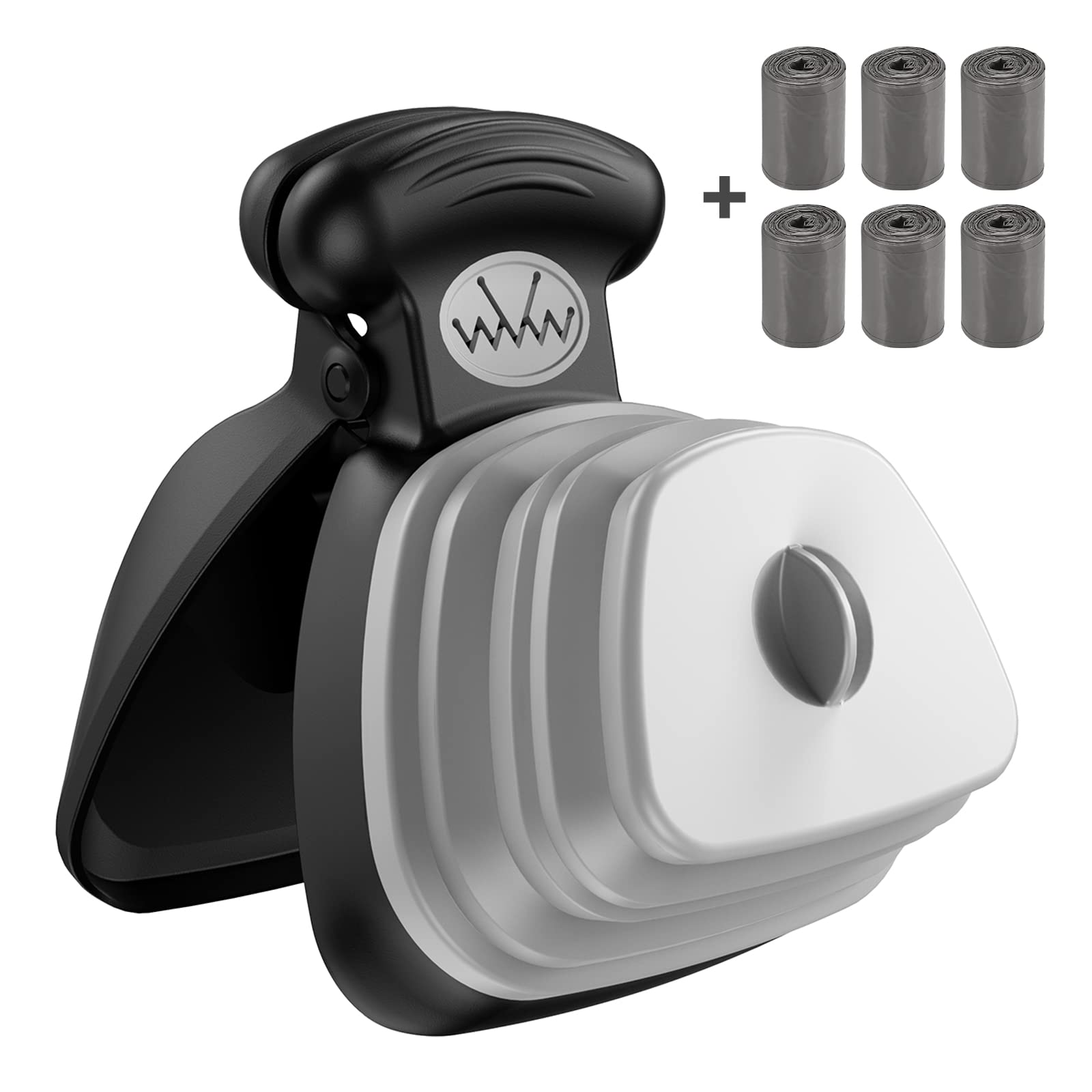Pinza per Escrementi di Cani, Scoop per Animali Domestici, Raccogli Cacca Cane e Gatto con Dispenser Bag, Portatile Raccoglitore di Cacca (Include 1 Rotolo di Sacchi per Rifiuti)