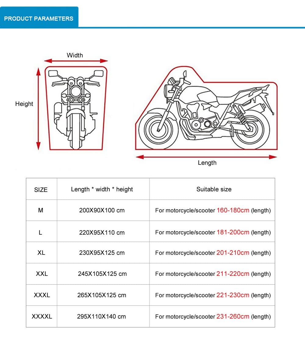 Pokrowiec na motocykl Pokrowiec na motocykl Uniwersalny zewnętrzny ochraniacz Uv Cały sezon Wodoodporny rower Deszcz Odporny na kurz Pokrowiec na skuter