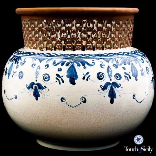 Touch of Sicily, Indoor Outdoor Pierced Planter Vase, Italian Handmade Ceramic.