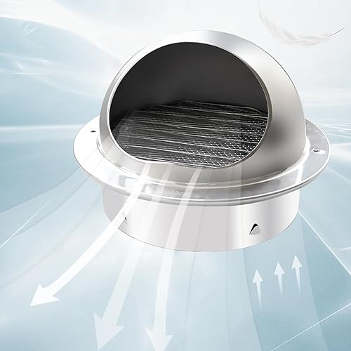 KDDEON 304 Stainless Steel Chimney Cowl,Range Hood Air Vent Cowl Cap,Exterior Wall Air Outlet Bathroom Exhaust Pipe Rain Cover,Round Vent Cap Rain
