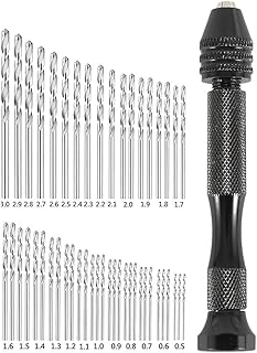 49Pcs Mini Pin Vise Hand Hobby Drill with Model Twist Drill Hand Drill Bits Set for DIY Drilling Jewelry Resin Casting Molds Woodworking Accessories