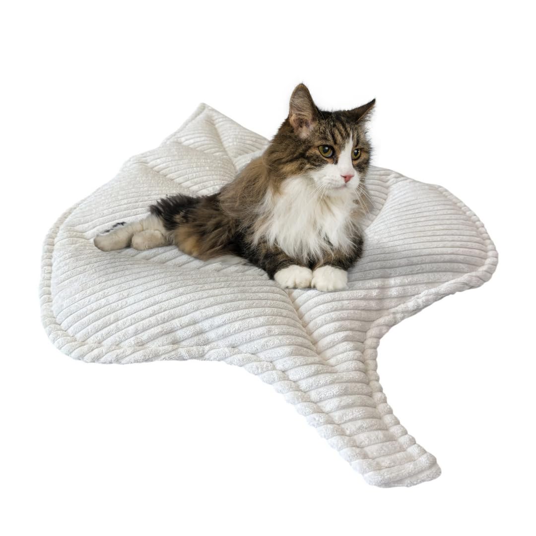 PRASKA Katzendecke Haustierbett - Kuscheldecke Katzenmatte für Hunde und Katzen 75x55cm Blatt Katzenbett, Katzenkissen Weich waschbar - Katzenschlafplatz Katzenkorb Katzensofa, Kitty Blanket