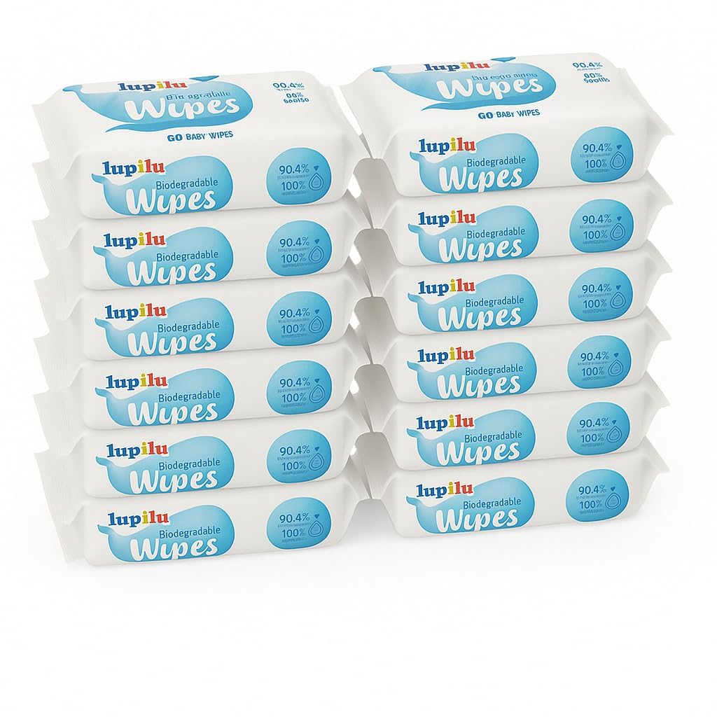 Lupilu Biodegradable Baby Wipes, 12 Pack, White, 60 count (Pack of 12)