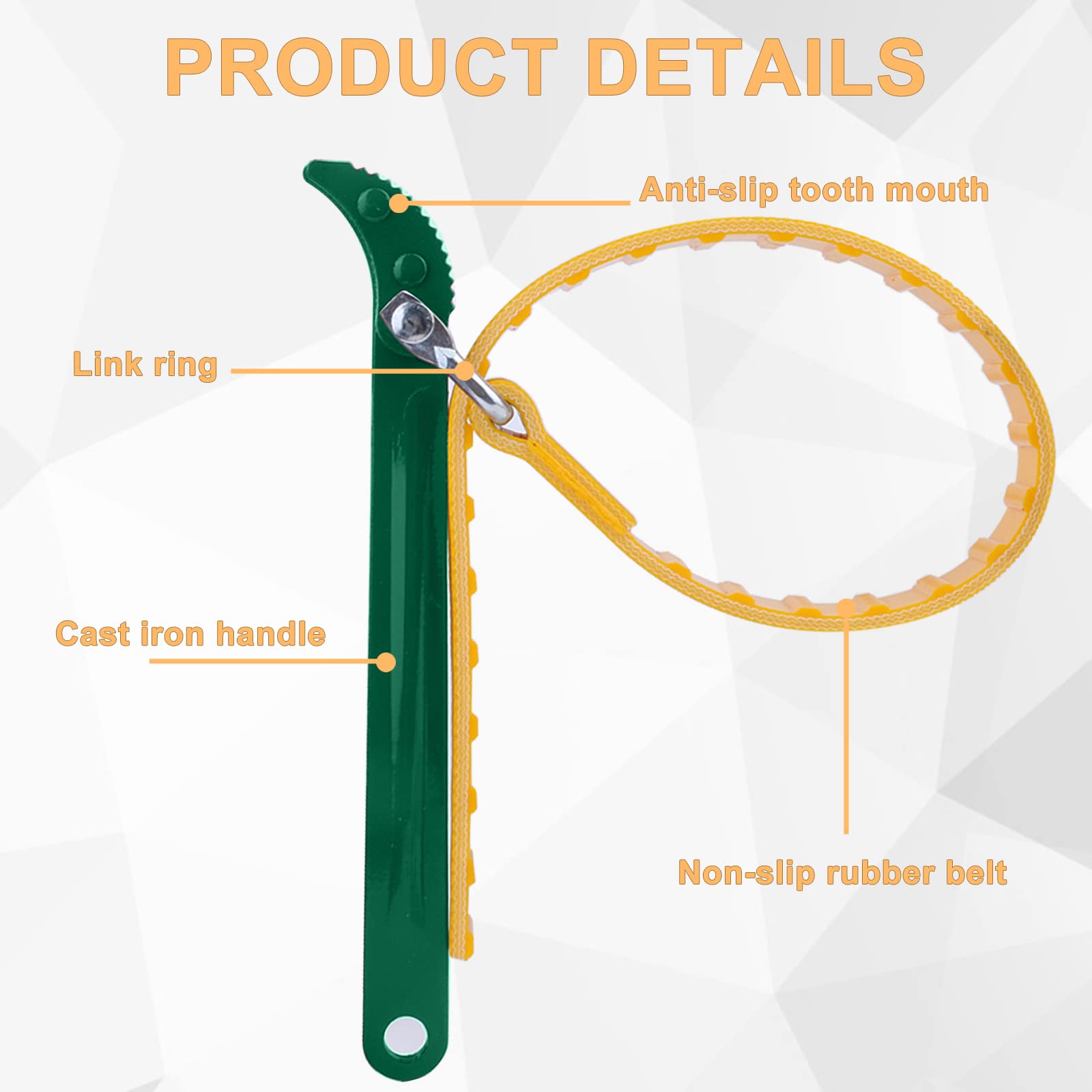 Chiave A Nastro Per Filtro Olio - 2 Pezzi Regolabile In Gomma E Acciaio - Foto 11