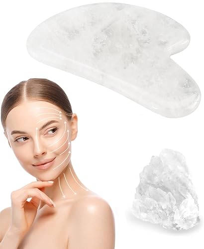 Miniatura 3 de GUASHAPE Gua Sha - Juego de piedras faciales para herramientas faciales, jade real natural de primera calidad, Gua Sha + cuarzo blanco natural de