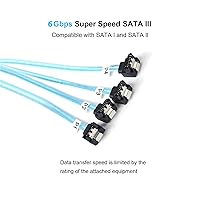 Vista 4 de Cable SATA-III: 1.6 ft, 4 unidades/juego delgado de 90 grados SATA de ángulo recto SAS 6 Gbps datos en ángulo recto para unidades de servidor-Raid